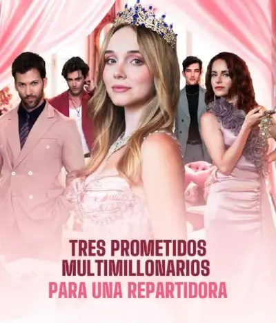 TRES PROMETIDOS MULTIMILLONARIOS PARA UNA REPARTIDORA – portada del dorama corto